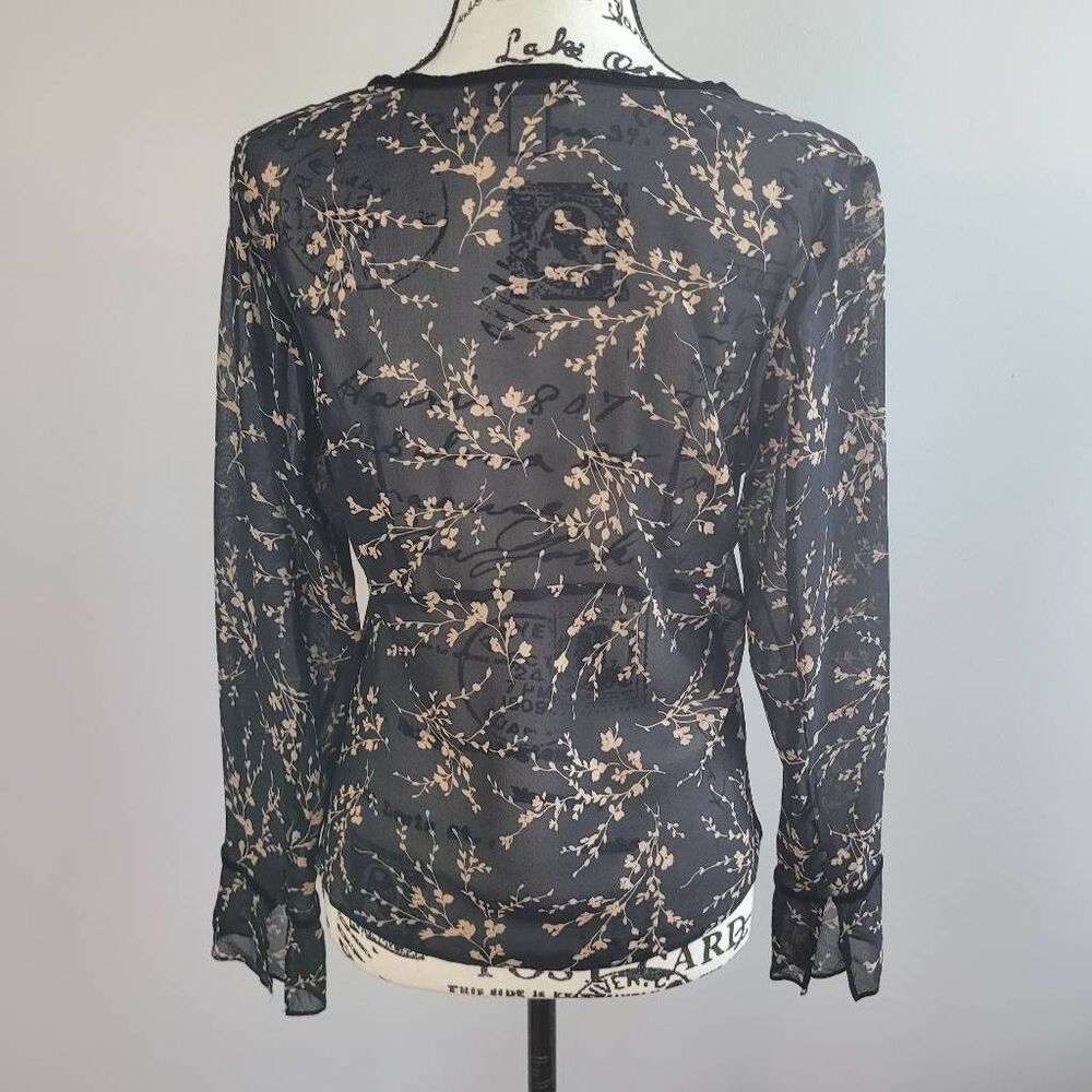 Vintage Y2K Banana Republic 100% silk‎ babydoll top dark floral whimsigoth goth - Picture 3 of 13